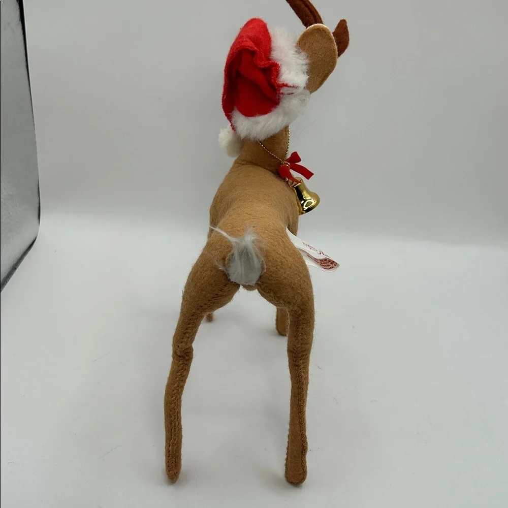 Annalee Reindeer Plush with Santa Hat and bell